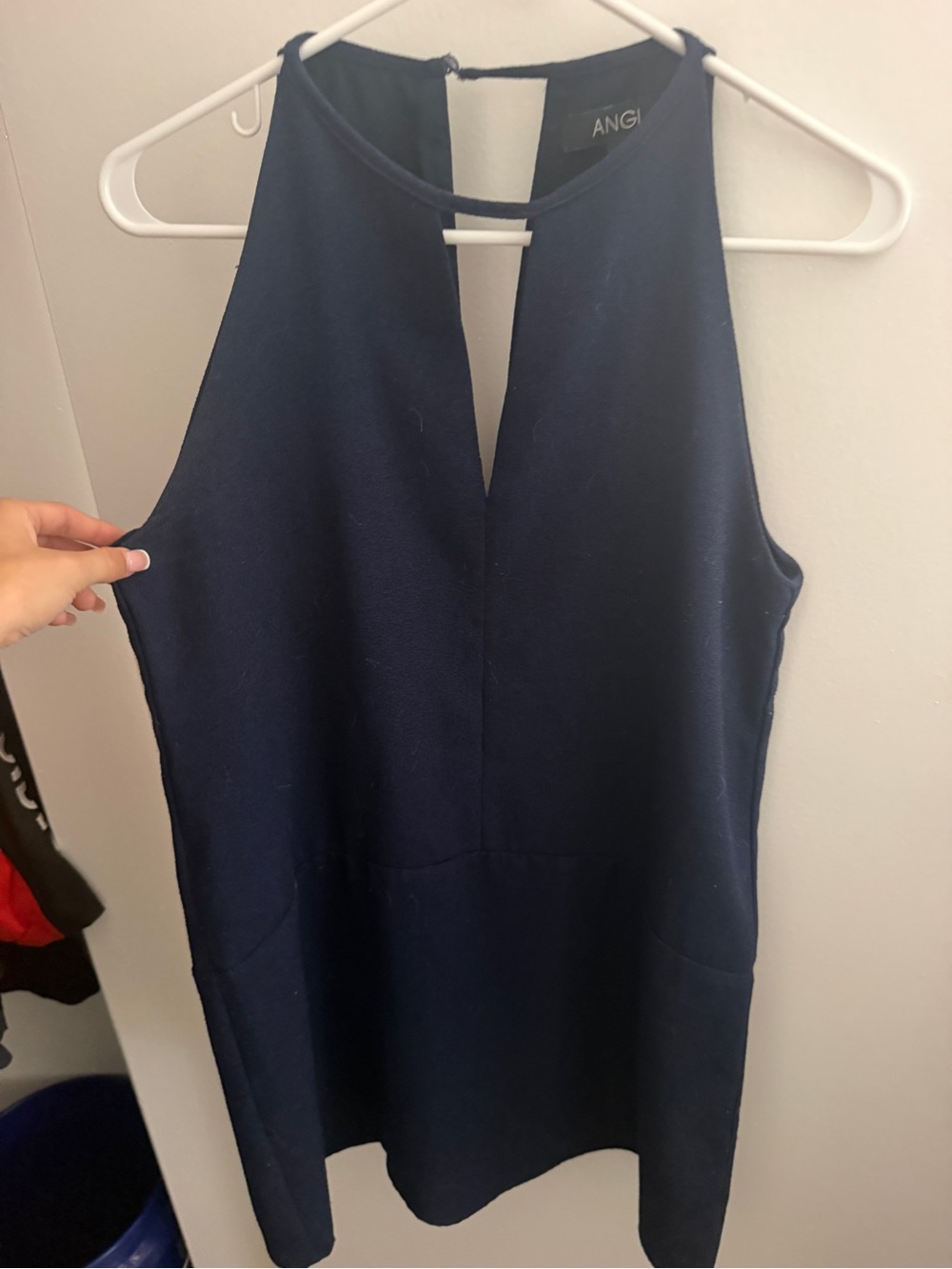 ANGL Navy Halter Mini Dress with V-Keyhole